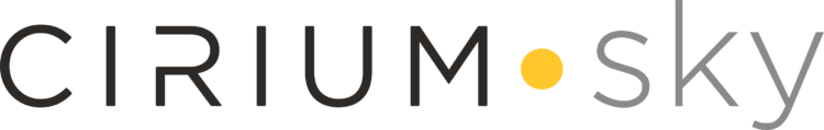 Cirium Sky logo. with yellow dot