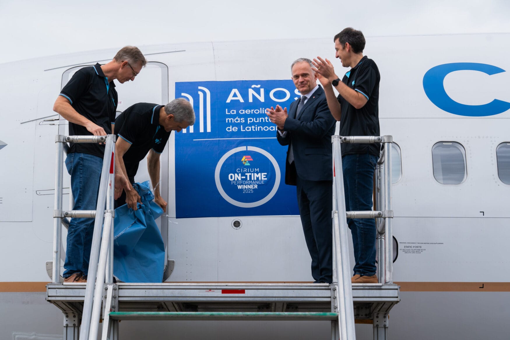 On-Time Performance logo on a Copa Airlines aircraft