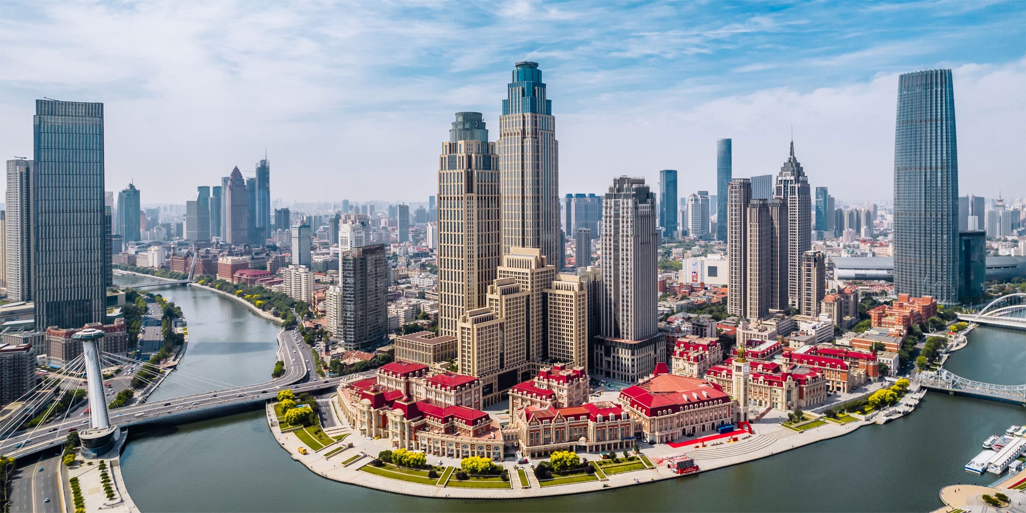 Tianjin,Haihe,And,Jinwan,Plaza,Cbd,City,Skyline,Navigation,China