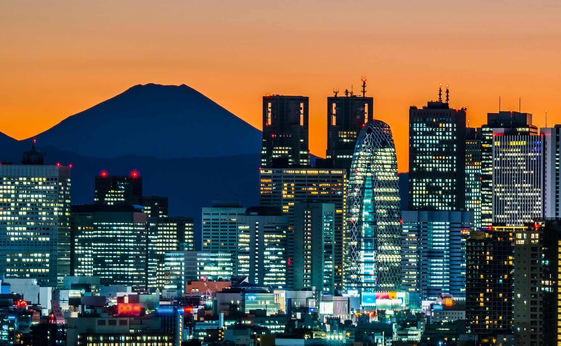 Tokyo skyline at sunset